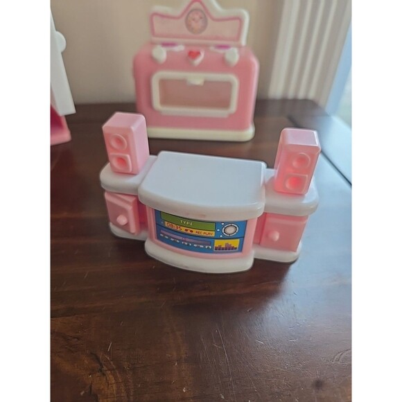 4 Lil Kidz Doll Fisher Price Pink Kitchen Set 1990s Accessories Fridge Oven - Picture 4 of 5
